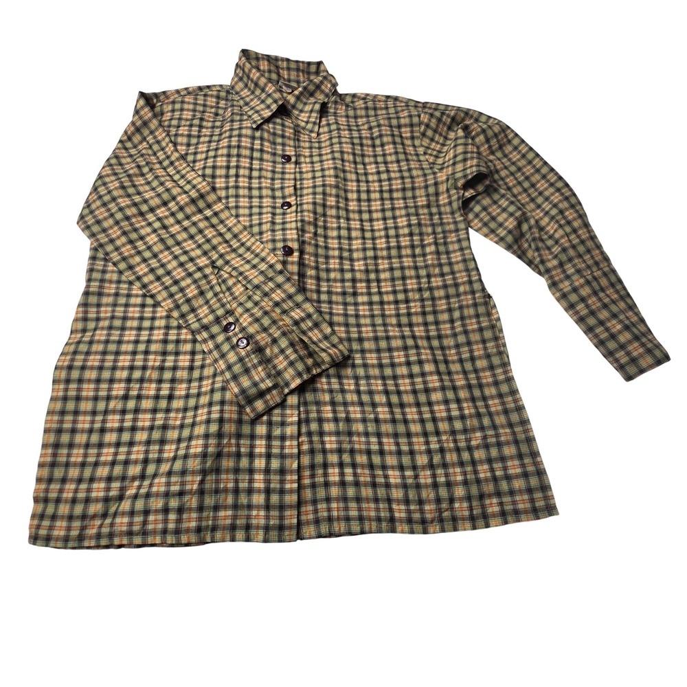 Erika Brooke Shirt Womens Small Plaid Button Up Long Sleeve Polyester